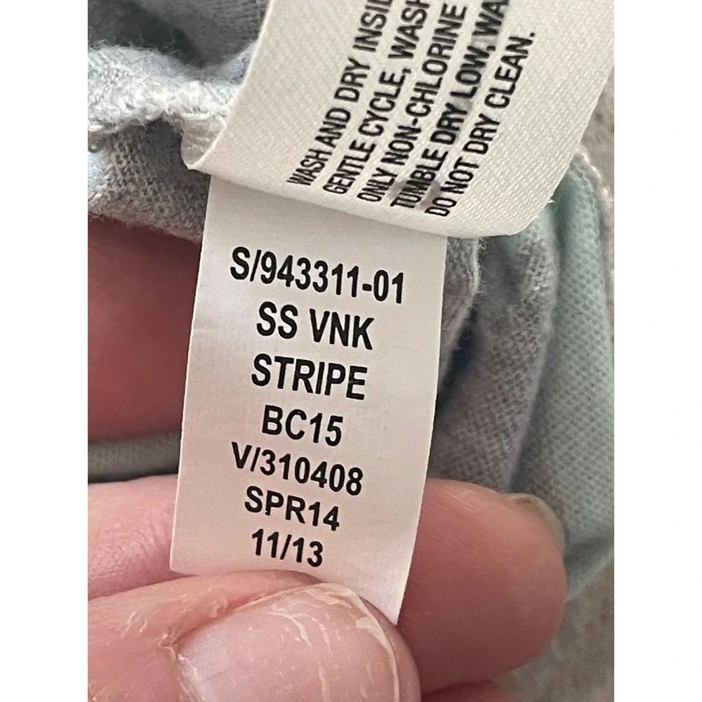 Gap Maternity Essential Pocket V Neck Striped T Sz M Gray Mint - Picture 7 of 8